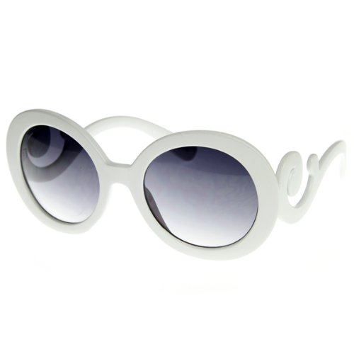 Designer Inspired Oversized High Fashion Sunglasses w/ Baroque Swirl Arms