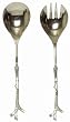 Decorative Stainless Steel Salad Servers with Twig Handles