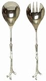 Decorative Stainless Steel Salad Servers with Twig Handles