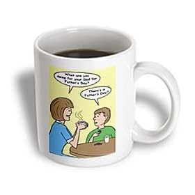 Rich Diesslins Funny General Cartoons - Fathers Day discussion between mother and son - Mugs