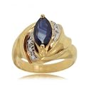 Yellow Gold Fancy Ring w Sapphire & Diamonds