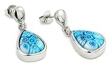 Light Blue Millefiori Drop Earrings