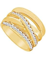 Diamond Crossover Ring 14K Yellow Gold - 0.75 CT Diamonds