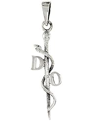 Sterling Silver Doctor of Osteopathy Insignia Pendant, 1 inch tall