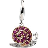 Clevereve's 14K White Gold .015 Cttw 14Kw Rose Rhodium Plate Genuine Pink Sapphire And Diamond Charm