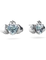 Genuine Aquamarine 14kt White Gold Celtic Claddagh Earrings
