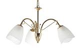 from Oaks Lighting Turin Ceiling Fitting in polished brass finish complete with opal glass shades. Duel purpose for use with chain or as flush  mounted. Model 4106/3 BP
