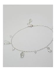 Clear Glass Anklet In 92.5 Sterling Silver