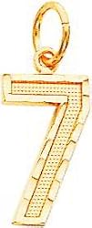 14K Gold Medium Diamond Cut Number 7 Charm