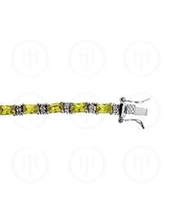 Sterling Silver -Rhodium Plated Yellow CZ Emerald Cut Tennis Bracelet