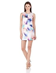 General Print Elastane/Polyester Sleeveless Jeweled Mini Dress 