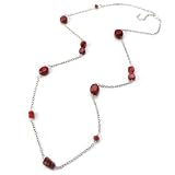 Barse 46 Inch Sea Bamboo Coral Sterling Chain Necklace