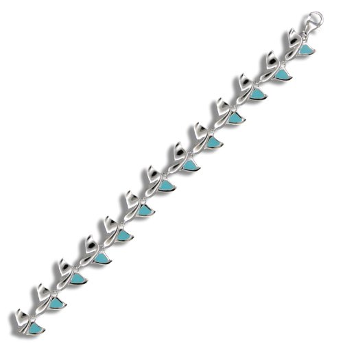 Hawaiian Sterling Silver Turquoise Whale Tail Bracelet