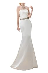 Strapless Mermaid Beaded Lace-Up Pleated Satin Natural   Waistline Evening Dress/Prom Dress 