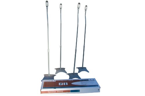 SILVER- Set of Four (4 Total)Universal Satellite Surround Sound Home Theater Theatre Speaker Stands for fits most Bose JBL Klipsch Yamaha Sony JVC Speakers - Great Low Profile Design SILVER- Set of Four (4 Total)Universal Satellite Surround Sound Home Theater Theatre Speaker Stands for fits most Bose JBL Klipsch Yamaha Sony JVC Speakers - Great Low Profile Design