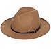 Lanzom Women Lady Retro Wide Brim Floppy Panama Hat Belt Buckle Wool Fedora Hat (Khaki, One Size)