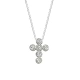 14K White Gold Bezel Set Round Diamond Cross Necklace (0.17 ctw, G-H, SI1)