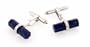 Handmade 18kt white gold banded cufflinks with lapis lazuli