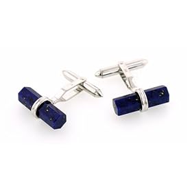 Handmade 18ct white gold cufflinks with lapis lazuli by 