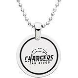 Stainless Steel San Diego Chargers Name Logo Necklace
