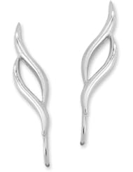 The Ear Pin Sterling Silver Classic Double Curves Polished Bright Earrings