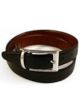 Famous NY Designer Black to Tan Embossed Crocodile Pattern Reversible Belt