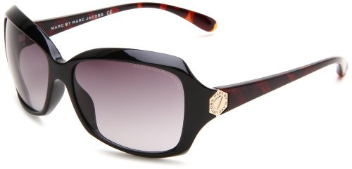 Marc by Marc Jacobs Women's MMJ 191/S 0D28 Rectangle Sunglasses,Shiny Black Frame/Grey Shade Lens,One Size
