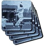 Vintage Detroit Tigers Making the Catch Black and Selenium - Set Of 4 Ceramic Tile Coasters