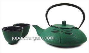 Green Cast Iron Tea Set Dragonfly #ts4/07g Green Cast Iron Tea Set Dragonfly #ts4/07g