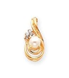 14k Diamond & Cultured Pearl Birthstone Pendant
