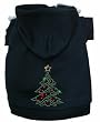 Christmas Tree Rhinestone Hooded Dog Shirt Size Large