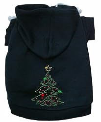 Christmas Tree Rhinestone Hooded Dog Shirt Size 3XL