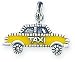 Sterling Silver Yellow Enameled Taxi Charm