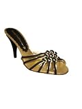 BEVERLY FELDMAN Heroine Strappy Shoes in Black/Gold
