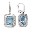 14k White Gold, Diamond & Blue Topaz Dangle Earrings (16.43ctw)
