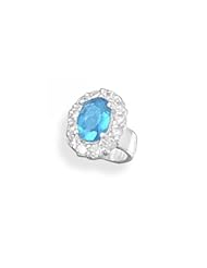 MMA Silver - Blue Glass Ring Charm Bead