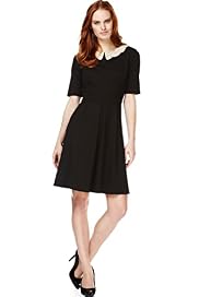 Crochet Collar Fit & Flare Dress