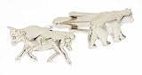 Attractive silver plated bull and bear financial or money market cufflinks with presentation box. Made in the U.S.A