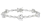 25 Carat Cubic Zirconia Heart and Marquise Sterling Silver Bracelet