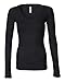 Bella Womens Andrea Sheer Rib Long Sleeve Longer-Length V Neck T Shirt. B8750