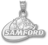 Samford Bulldogs Solid Sterling Silver ''SAMFORD'' Bulldog 1/2'' Pendant