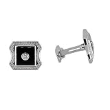 14k Men's cufflinks. White gold and 0.75ct