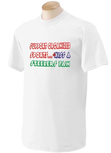Support Organized Sports Kiss A STEELERS Fan Youth T-Shirt (for Kids) WHITE LARGE