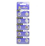 Bluecell 10 Pcs AG12 Alkaline Button Cell Battery 386A for Watch Toy Calculator + Bluecell Cable Tie