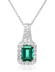 Sterling Silver Octagon Created White Sapphire Pendant Necklace, 18"