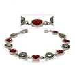 Red Agate and Marcasite Bracelet in Sterling Silver
