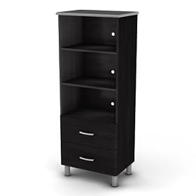 South Shore Shelf Bookcase, Cosmos collection, Black Onyx and Charcoal