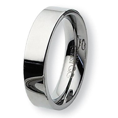 Flat Polished Tungsten Carbide Ring (6.0 mm) - Sizes 6-13