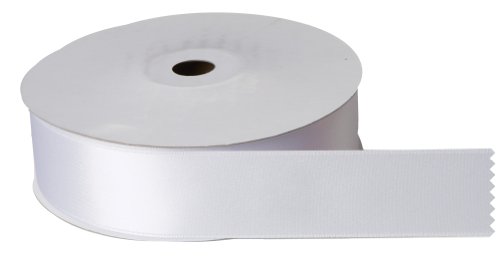 Jillson Roberts Bulk 1-1/2-Inch Double Faced Satin Ribbon, White, 50 Yard Spool (BFR1124)