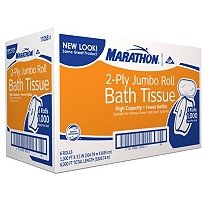 Marathon 2 Ply Jumbo Roll Bath Tissue Toilet Paper Case 6 Rolls - 6,000 Ft.